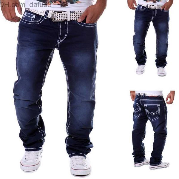 

men's jeans men jeans 2022 long homme pantalones hombre leisure gradient color men pants double pocket qweomvxzv1 men's z230801, Blue