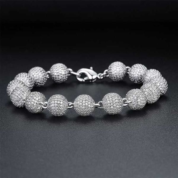 

hip hop rapper fashion jewelry bling sterling silver 8mm iced out moissanite ball chain