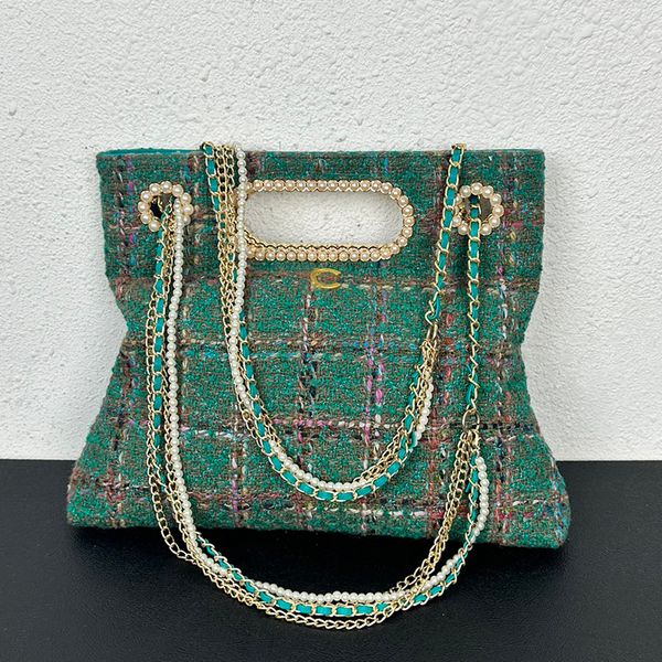 

23b fashion womens shoulder bag exquisite woolen pearl chain hardware metal buckle luxury handbag matelasse chain crossbody bags super shopp