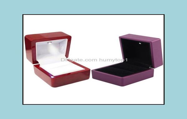 

packaging jewelry2pcs ring box 1pcs led lighted gift wedding engagement purple rings display storage soft veet tray case jewelry5875209, Pink;blue