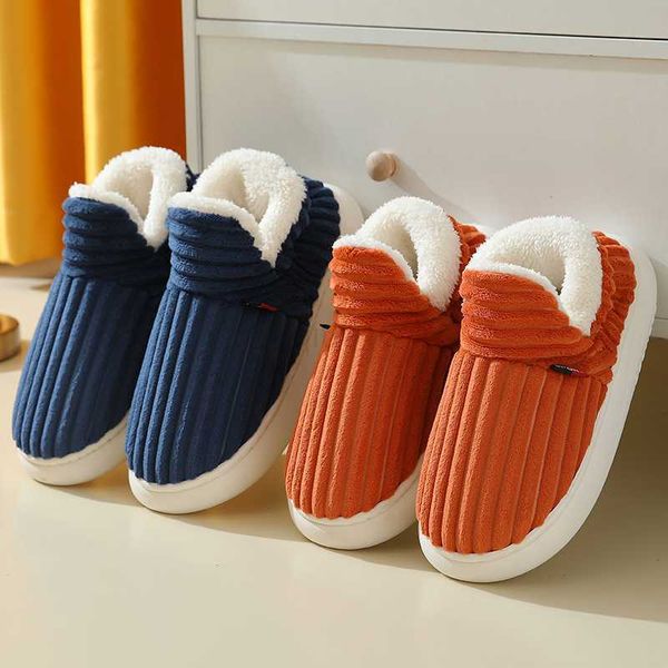 

slippers men winter new women cotton slippers outdoor fashion couple slippers warm indoor bedroom cotton plush shoes fleece fluffy, Black