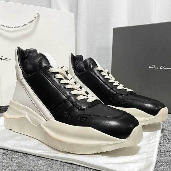 

rick ownes sneakers round owens casual shoes ricks ro ro low dad shoes rick spring and autumn men's cowhide round toe sports casual owe, Black