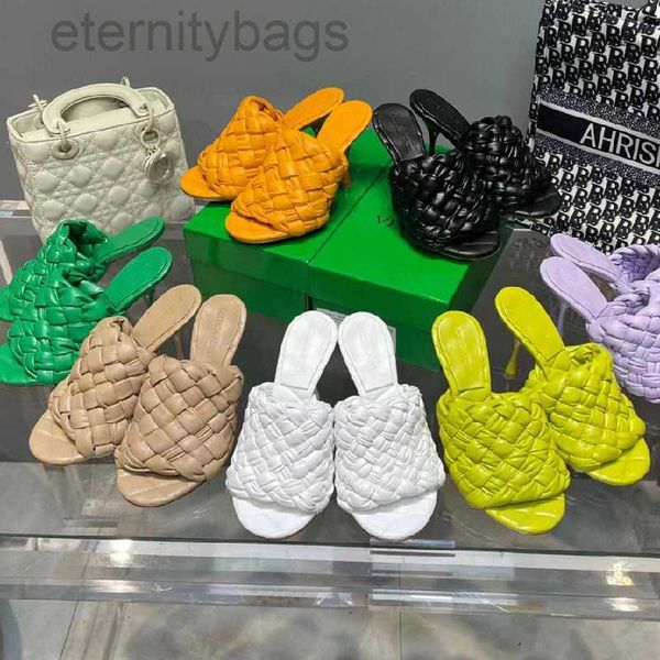 

bvity shoes basketball shoes sandals summer women luxury weave stiletto heels gladiator slippers real leather slip on outdoor runway slides, Black
