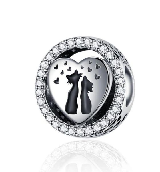

vintage tibetan silver cat couple round bead charm fit girls039 diy bracelet s925 stampled real75962048500196, Bronze;silver