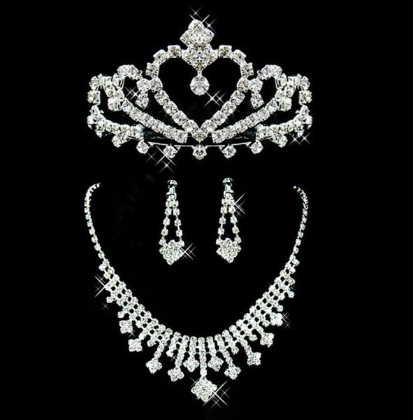 

2019 bridal jewelry wedding bridal rhinestone accessories necklace and earring ear stud style sets silver plated new without tags5894777