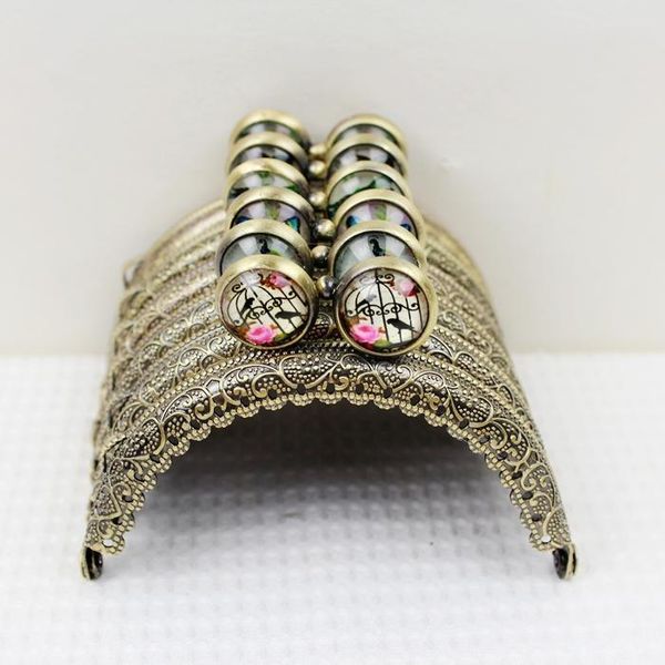 

bag parts accessories 10pcslot semicircle 85cm time gem candy ball antique bronze thicken metal purse frame kiss clasp fk03 230731, Black