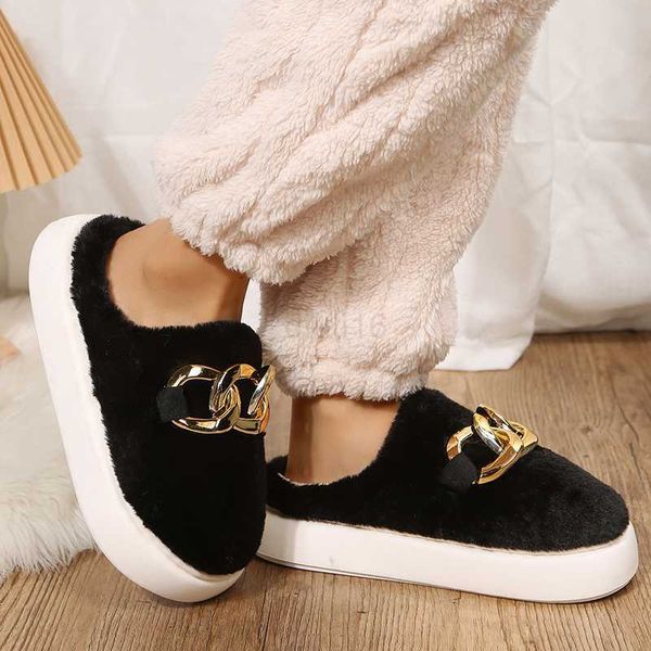 

slippers ladies designer metal shoes woman slipper woman fluffy slippers for home cosy slip ons winter platform warm plus, Black