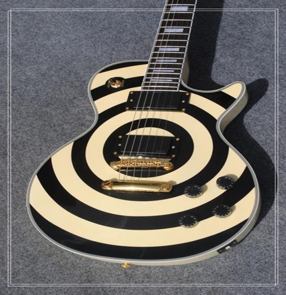 

custom shop zakk wylde bullseye dark olive yellow black electric guitar emg pickups flame maple neck gold hardware tradition tul2799458