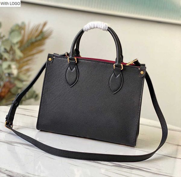 

2023 new 9a l bag level replication designer tote bag 25cm onthego pm genuine leather shoulder handbags m45653 wl112, Black