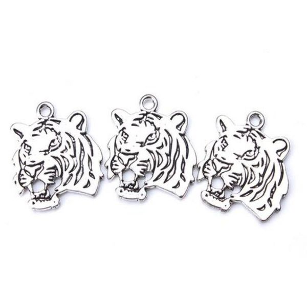 

50pcslot ancient silver alloy tiger charms pendants for diy jewelry making findings 27x24mm9258987, Bronze;silver