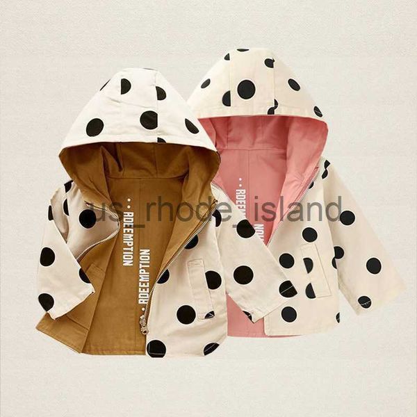 

jackets 1 2 3 4 5 years girls jacket spring autumn dots double sided fashion princess windbreaker hooded zipper baby coat kids clothes x0730, Blue;gray