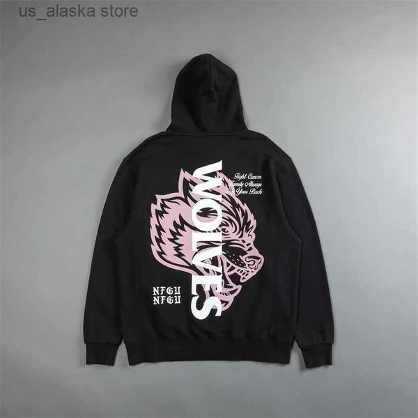 

men's hoodies sweatshirts darc sport wolves men and women hooded casual sweatshirts fleece cotton track warm hip hop sweater loose pull, Black