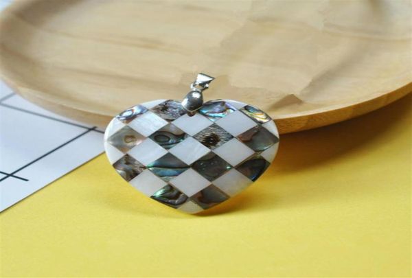 

hopearl jewelry paua shell with natural white mother of pearl shells heart pendant handmade 6 pieces250o8475436, Bronze;silver