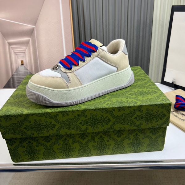 

men women leather platform fashion luxurious solid color chunky heel sneakers casual flat sports designer shoes zapatillas mujer 2023, Black