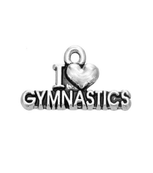 

new fashion easy to diy 30pcs i love gymnastics s sporty charm jewelry making fit for necklace or bracelet3699506, Bronze;silver