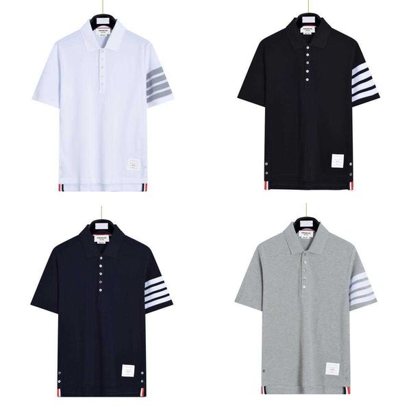 

tb summer basic four bar short sleeve couple style fashion classic casual versatile, White;black