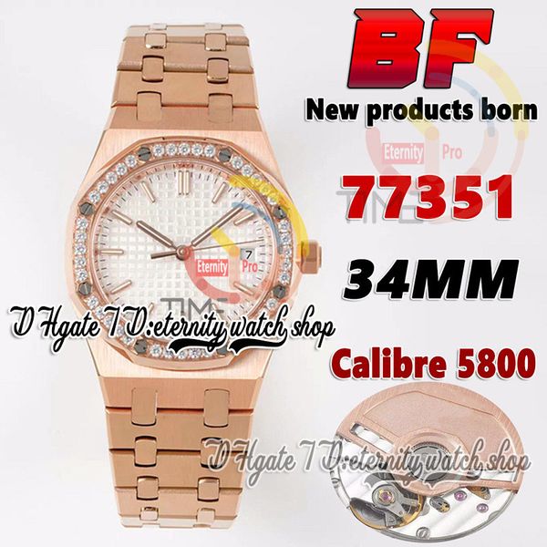 

2023 bff bf077351 womens watch a5800 automatic 34mm diamonds bezel silver textured dial white stick markers 18k rose gold steel bracelet sup, Slivery;brown