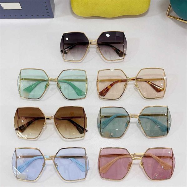 

2023 new luxury designer g family model large frame display face small female star ins net red same uv resistant sunglasses male gg0817, White;black
