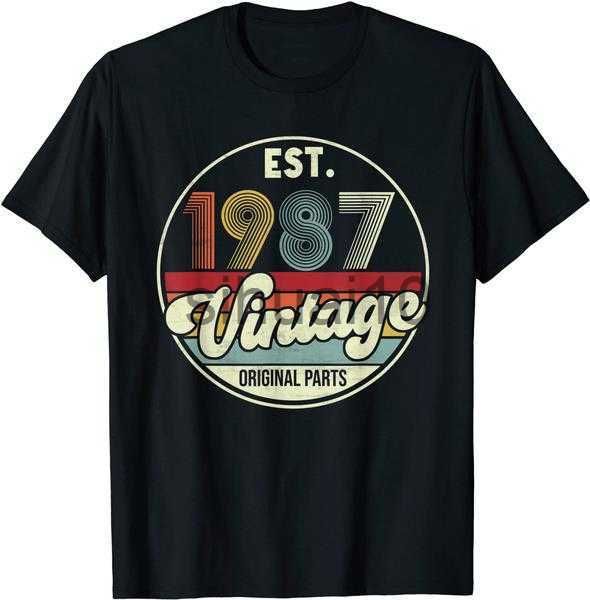 

men's t-shirts est. 1987 vintage 1987 original parts 34th birthday t-shirt j230731, White;black