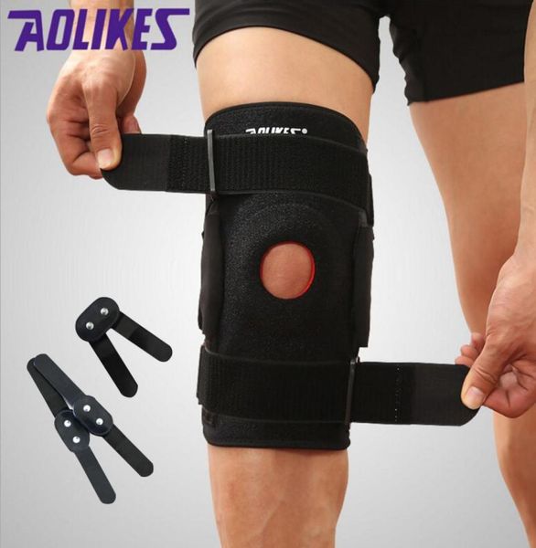 

2pcs knee brace with polycentric hinges professional sports safety knee support black knee pad guard protector strap joelheira36888621659, Black;gray