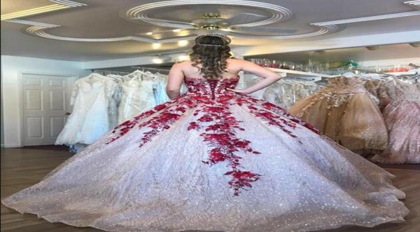 

2020 lace up luxury quinceanera dresses appliqued sequins sweetheart tulle floor length sweet 16 dresses vestidos de ball gown pro4357798, Blue;red