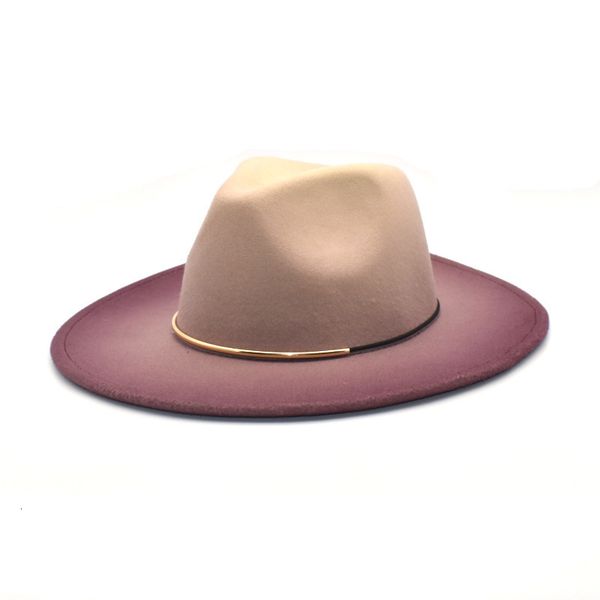 

wide brim hats bucket gradient large wool vintage felt fedora panama men women gentleman elegant rose for lady winter autumn caps 230801, Blue;gray