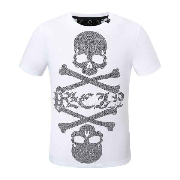 

phillip plain men designer pp skull diamond t shirt short sleeve dollar brown bear brand tee o-neck skulls tshirt tees pp2145, White;black