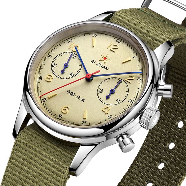 

wristwatches 40mm china aviation chronograph seagull movement 1963 mechanical watch for men 40mm st1901 sapphire 38mm mens watch pilot 23073, Slivery;brown