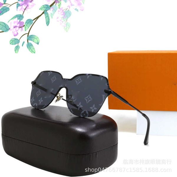 

2023 luxury designer sunglasses new one piece lens sunglasses women's versatile fashion glasses colorful gradient, White;black