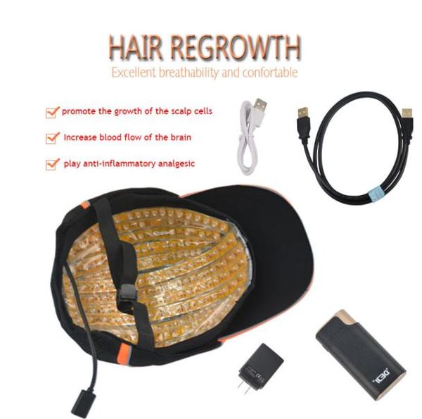 

led hair growth cap for hair growth wholer cap anti hair loss treatment helmet for personal use8816696, Black