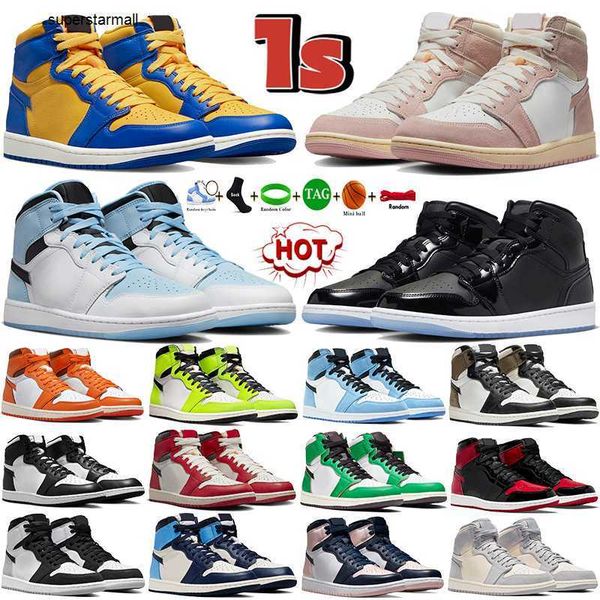 

reverse laney jumpman 1 1s basketball shoes se space jam washed pink og skyline ice university true blue lucky green dark mocha patent bred, Black