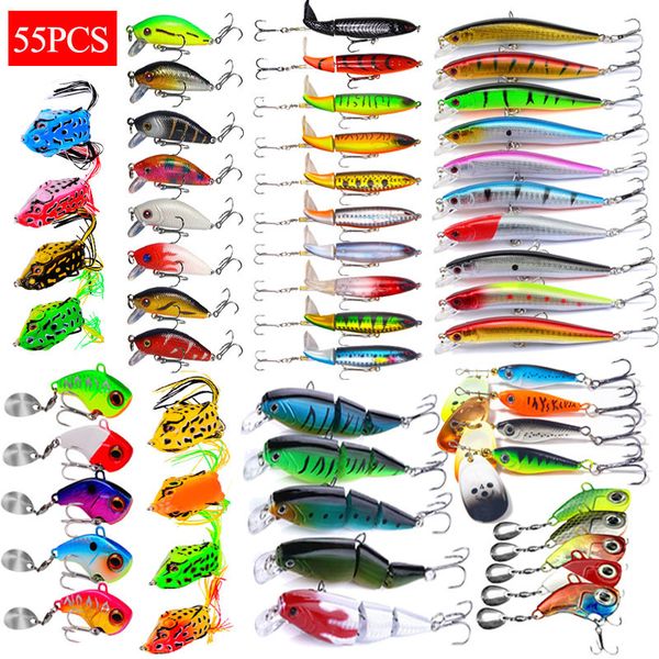 

baits lures fishing lure tackle kit set hard bait artificial rotating floating minnow crankbait wobblers spinner sinking hooks 230801