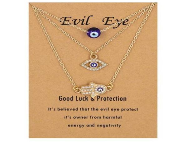 

evil eye necklace and hamsa necklaces turkish blue eye hand pendant necklace 3pcs lucky protection jewelry gift for women girls1406830, Silver