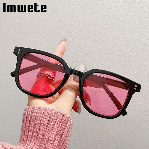 

sunglasses imwete fashion square women retro rivets decoration green pink sun glasses clear ocean lens shades uv400675, White;black