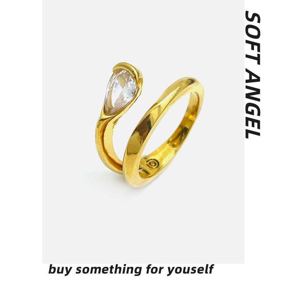 

band rings ins fengshui droplet ring small and personalized design versatile light luxury metal ring accessories, Silver