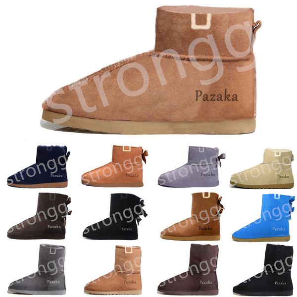 

designer women snow boots triple black chestnut purple pink navy grey fashion classic knee ankle short boot woman ladies keep warm designers