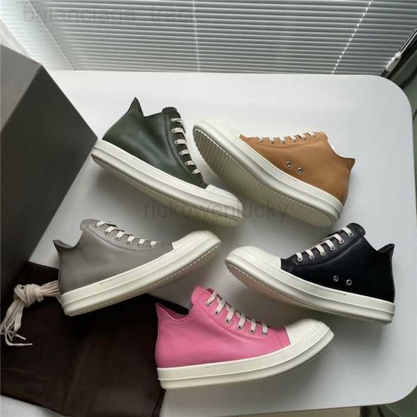 

rick ownes sneakers round owens casual shoes ricks ro shoe man casual women canvas leather designer owen sneakers black grey pink lace-up sk