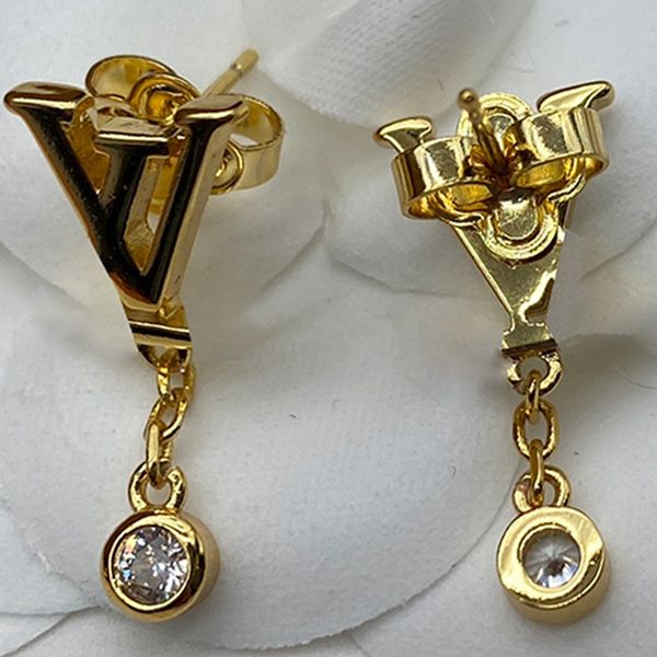 

women vintage earrings chic charm stud diamond dangles hollowed out letters antique brass earrings retro stylish eardrops, Golden