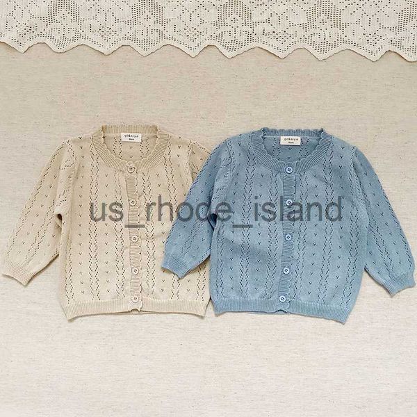 

jackets spring kids baby girls long sleeve hollow out pure color knit cardigan jacket summer girls children cardigan coat x0730, Blue;gray