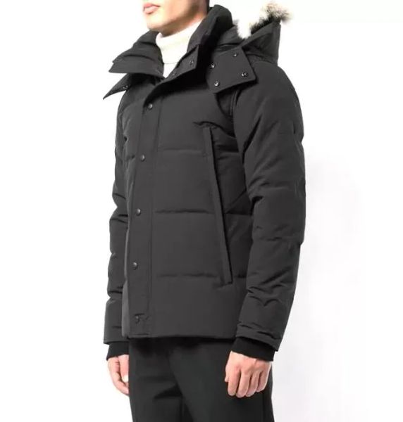 

winter fourrure down parka homme jassen chaquetas outerwear wolf fur hooded fourrure manteau wyndham canada jacket coat hiver doudoune mens, Black
