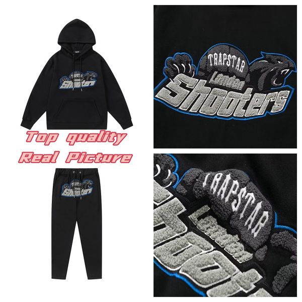 

hoodies sweatshirts casual embroidered men women hoodie trapstar london shooters hooded tracksuit designer pullovers acjz, Black