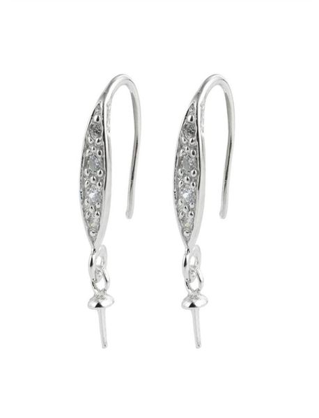

hook earring settings 925 sterling silver pearls diy jewelry making earrings mount 5 pairs253k4439139, Slivery;crystal