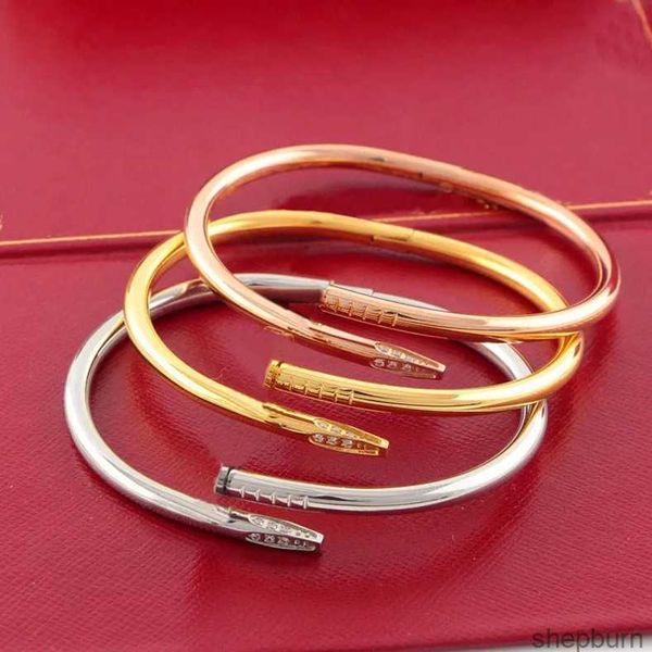 

love gold bracelet nail bracelet designer bangles for women mens stainless steel alloy armband pulsera pulseras plated gold silver rose jewe, Black