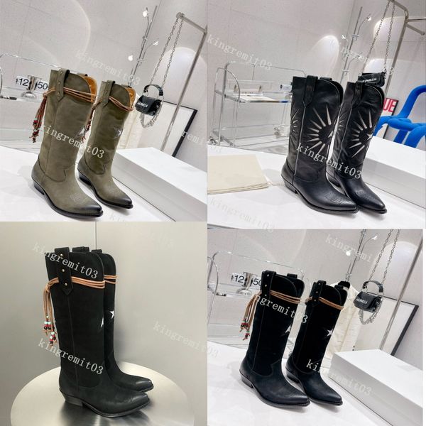 

embroidery boots women western cowboy ankle boot fashion winter shoes polished leather suede tip motorcycle fashion booties, Black