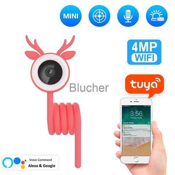 

other 4mp ip camera tuya smart home indoor wifi wireless surveillance mini camera automatic tracking cctv security baby pet monitor x0731, Silver