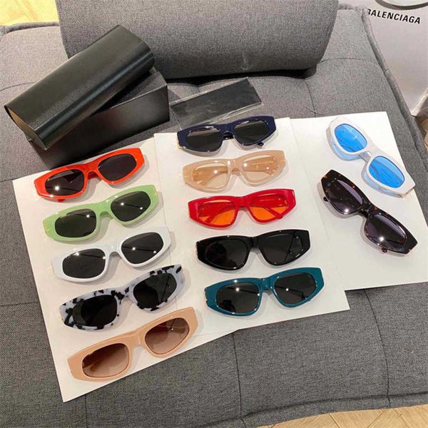 

2023 new luxury designer family b's new plate cat's eye sunglasses men's and women's trendy ins internet celebrity sungl, White;black