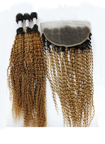 

dilys kinky curly brazilian virgin hair bundles with frontal color 1b27 remy weft human hair bundles3083057, Black