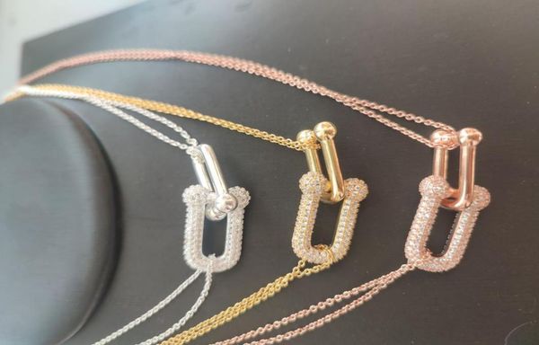 

gold initial pendant set necklace diamond horseshoe hardware designer women men couple fashion watche wedding party th7611732, Silver