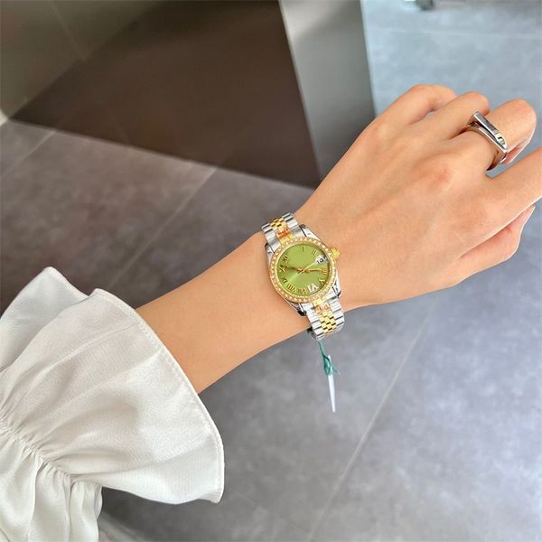 

women watch datejust automatic designer watches small round full diamond bezel reloj stainless steel mens watches business party dressy sb04, Slivery;brown