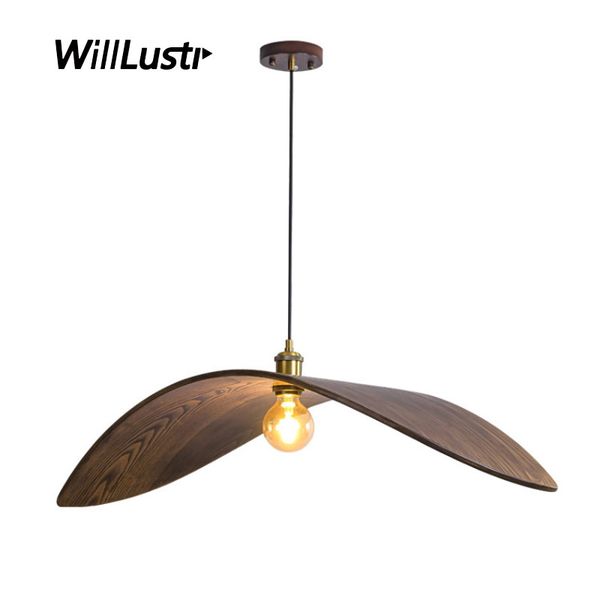 

japan style walnut wood pendant lamp solid wooden leaf suspension light bar l cafe homestay zen hanging ceiling chandelier